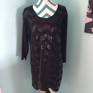 Black Chevron sequined tunic